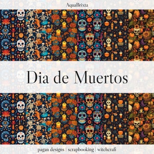 Dia de Muertos Digital Paper Pack: Sugar Skulls, Pagan Designs (Digital Download)
