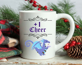 Plus 1 Cheer 11oz or 15oz Mug | Dungeons and Dragons Inspired | Fantasy DnD Cup | D&D Coffee Mug