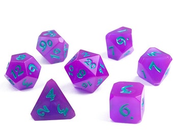 RPG Dice | Purple Dice with Blue Numbers | Avalore DND Dice | Dungeons & Dragons | Pathfinder 2e | Die Hard Dice | Kickstarter Exclusive