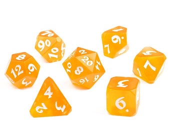 RPG Dice | Orange Dice with White Numbers | Avalore DND Dice | Dungeons & Dragons | Pathfinder 2e | Die Hard Dice | Kickstarter Exclusive