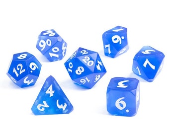 D&D RPG Dice | Blue Dice White Numbers | Avalore DND Dice | Dungeons and Dragons | Pathfinder 2e | Die Hard Dice | Kickstarter Exclusive