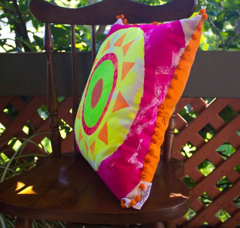 Cushion/pillow Hand Painted & Handmade Linen and Cotton Etsy
