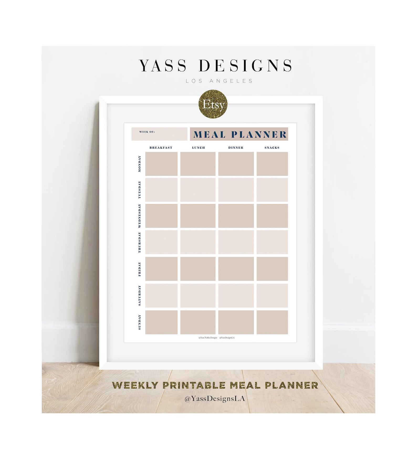 Meal Plan Printable & Editable PDF Wall Meal Planner Meal Etsy