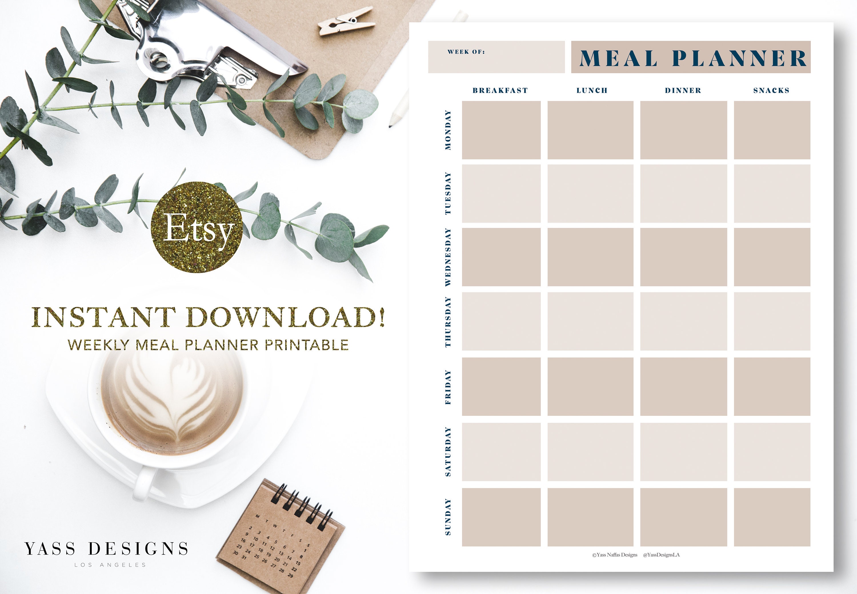 Meal Plan Printable & Editable PDF Wall Meal Planner Meal Etsy