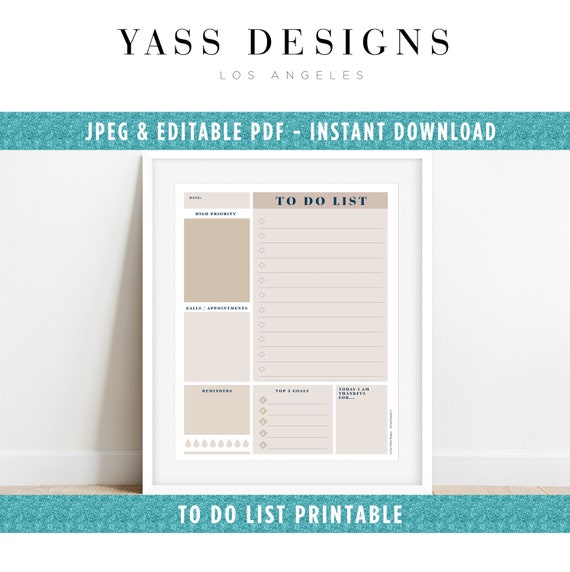 Editable Daily Planner Printable &amp; PDF Productivity Planner | Etsy