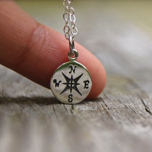 Graduation gift compass Necklace-  Graduation necklaces, sterling silver compass necklace, journey necklace.
