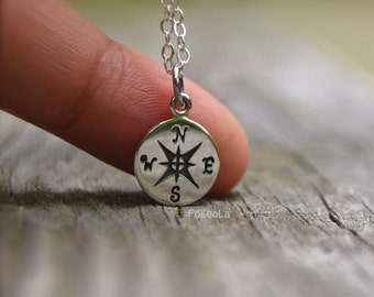 Graduation gift compass Necklace-  Graduation necklaces, sterling silver compass necklace, journey necklace.