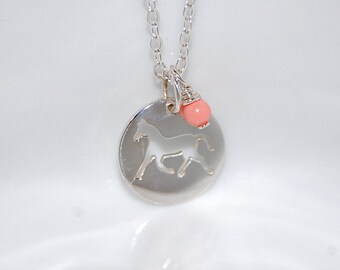 Horse charm necklace -equestrian necklace, sterling silver horse necklace, animal necklace, Sport necklace