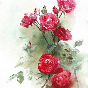 Red Roses ORIGINAL Watercolor Painting – Bold Floral Artwork – 9x12 ...