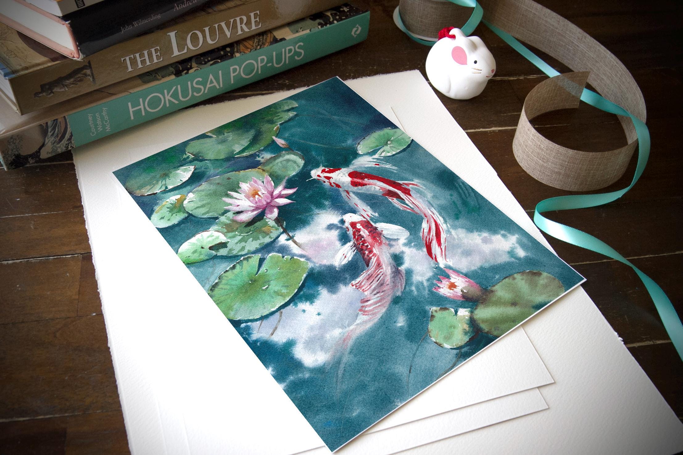 Koi Fish ORIGINAL Watercolor Painting - Zen Wall Art – 9x12" - Unframed ...