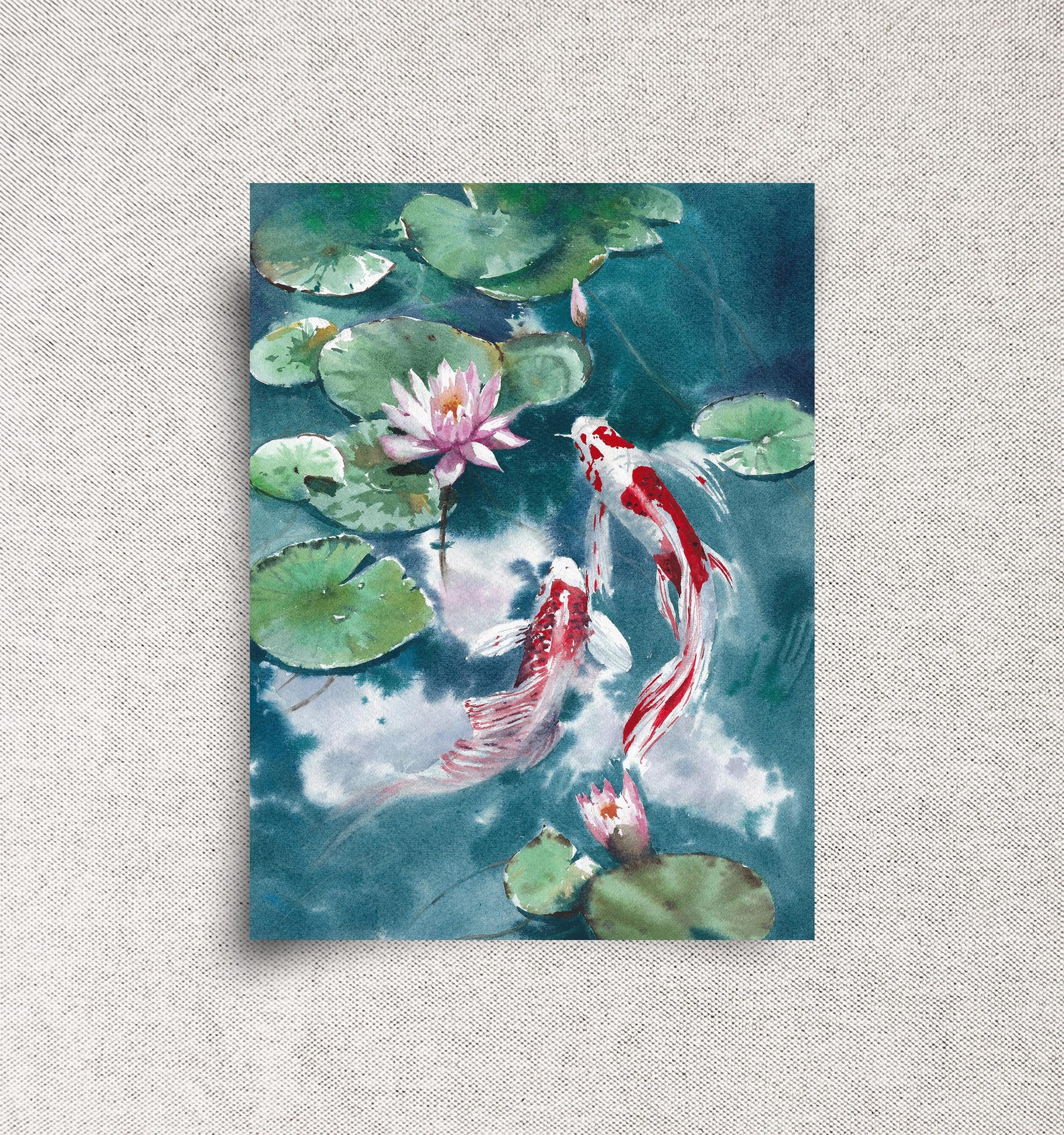 Koi Fish ORIGINAL Watercolor Painting - Zen Wall Art – 9x12" - Unframed ...