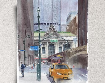 Grand Central NYC Original Watercolor Painting – New York City Architecture Art – 11x14" - Unframed