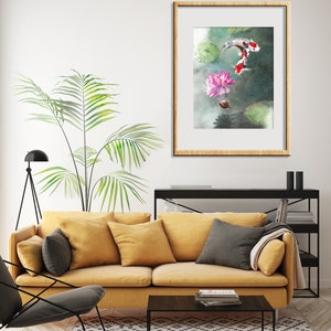 Koi Fish ORIGINAL Watercolor Painting Zen Wall Art Feng Shu - Etsy
