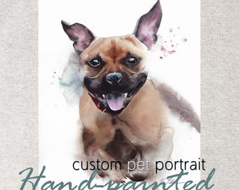 Custom pet portrait, original watercolor painting, from photo, cat dog memorial, birthday gift, unframed