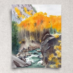 Colorado landscape ORIGINAL watercolor painting, fall aspen trees wall art, rustic cabin décor, nature lover gift, 11x14", unframed
