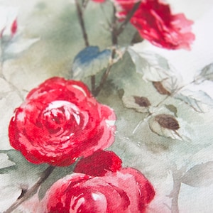 Red Roses ORIGINAL Watercolor Painting – Bold Floral Artwork – 9x12 ...