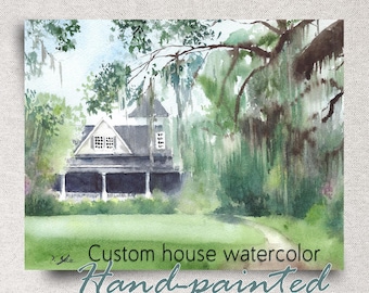 Custom House Original Watercolor Painting - Personalized Home Portrait