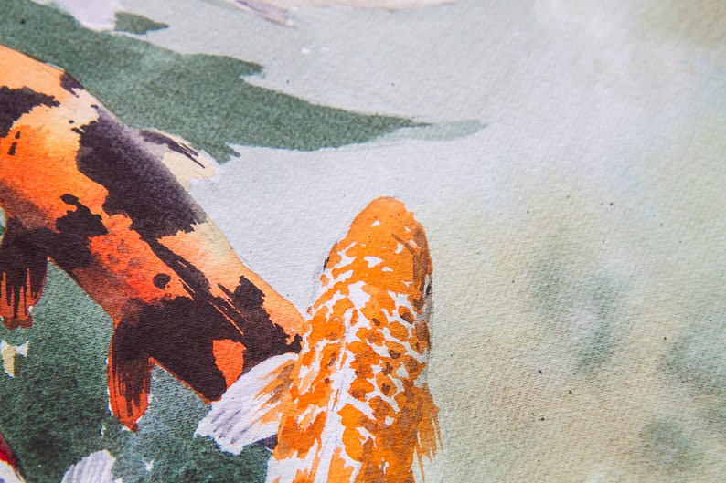 Koi Fish Original Watercolor Painting – Zen Home Décor – 9x12 ...