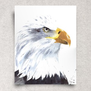 Bald eagle ORIGINAL watercolor painting, bird of prey wall art, American symbol home décor, nature lover gift,  11x14&quot;, unframed