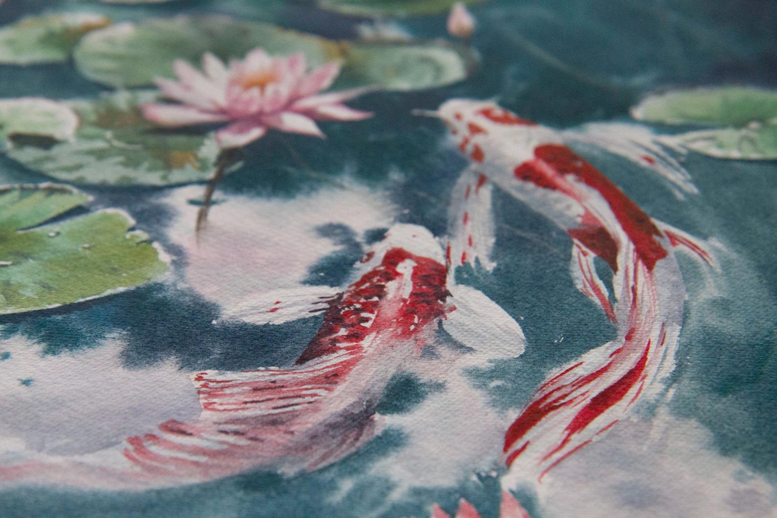 Koi Fish ORIGINAL Watercolor Painting - Zen Wall Art – 9x12" - Unframed ...