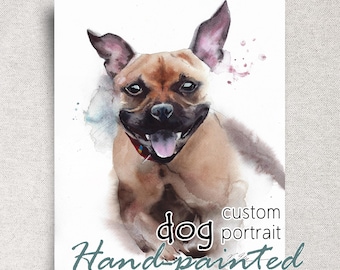 Custom Dog Portrait Original Watercolor Painting - Personalized Pet Artwork