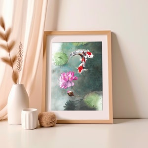 Koi Fish ORIGINAL Watercolor Painting Zen Wall Art Feng Shu - Etsy