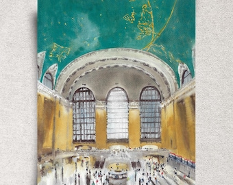 Grand Central ORIGINAL Watercolor Painting - New York Wall Art - Cityscape Artwork - 11x14" - unframed