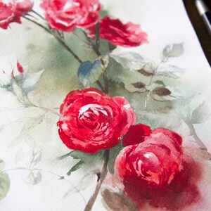 Red Roses ORIGINAL Watercolor Painting – Bold Floral Artwork – 9x12 ...