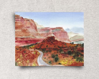 Capitol Reef National Park Original Watercolor Painting - Southwest Desert Landscape Art - Utah Canyon Artwork