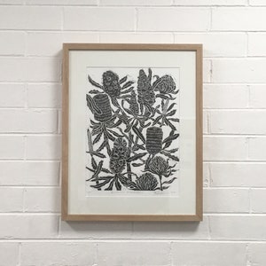 Banksias and Waratahs - linocut print