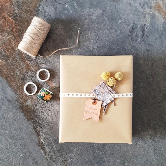 Personalized Holiday Gift Tags, Leather Gift Tags, Hand-stamped Gift Tags