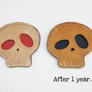 Hand-stitched Skull Leather Coasters Gift Set of 6 / Multicolor image 7