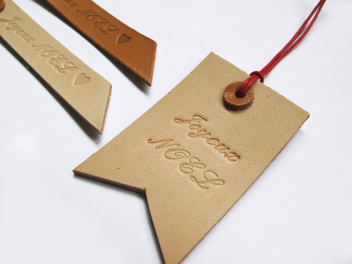 Leather Gift Tags Handstamped Gift Tags Etsy
