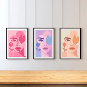 Mid-Century Modern Abstract Portrait Wall Art – Geometric Shapes, Retro Colors – Digital Download