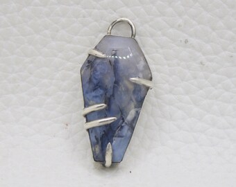 Sterling Silver Dendritic Agate Gemstone Coffin Pendant