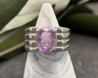 Vintage Amethyst Sterling Silver Ring Size 6