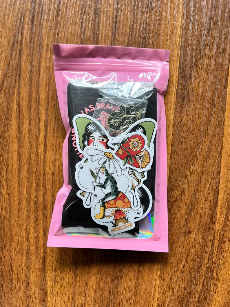 Gnomeshow Tattoos Sticker, Can Cooler & Pin Pack image 1