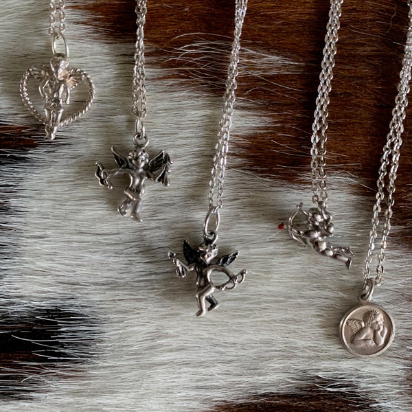 Sterling Vintage Cupid Charm Necklaces