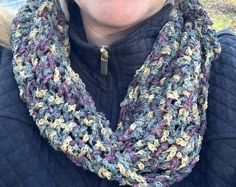 Crochet Earthy Multi-color Infinity Scarf