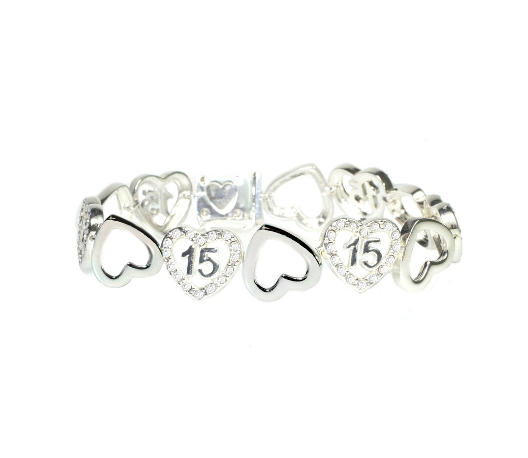 Quinceanera .925 Sterling Silver Dancing Hearts Bracelet Etsy