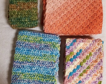 Crochet scarf, orange ombre, blue, green, purple, winter scarf, thick scarf, thick winter scarf