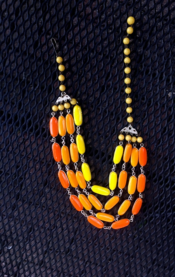 ヴィンテージオレンジ色ネックレス：3連ドイツネックレス - Etsy 日本