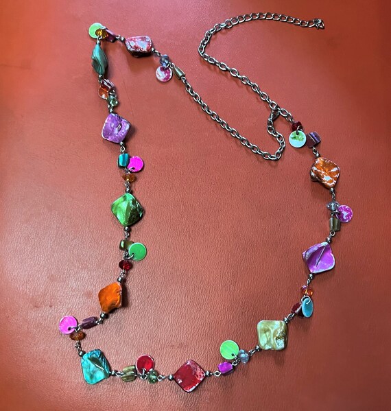 Vintage Vibrant Colored Glass Beaded Necklace