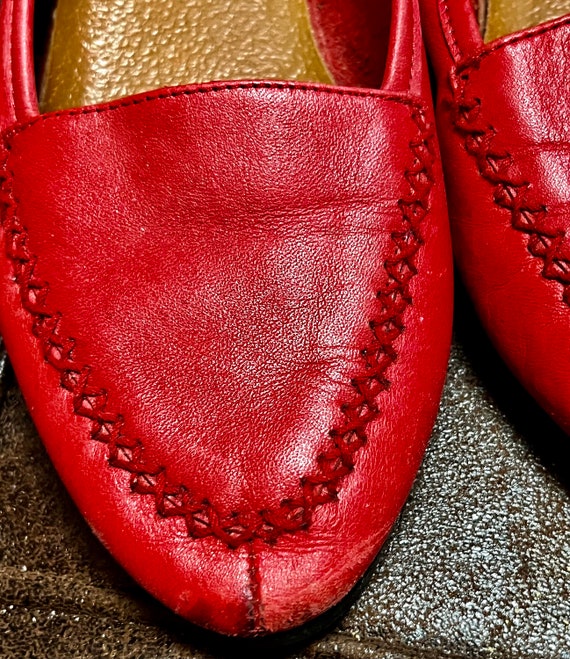 Authentic PRIMA ROYALE vintage  RED flat leather … - image 6