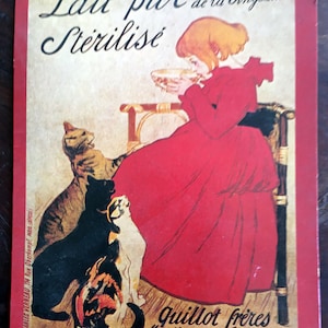 Versão exclusiva do cartão postal Lait Pur Sterilize de la Vingeanne impressa em 1975 na Holanda por T. A. Steinlen Litografia