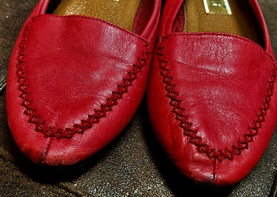 Authentic PRIMA ROYALE vintage  RED flat leather … - image 8