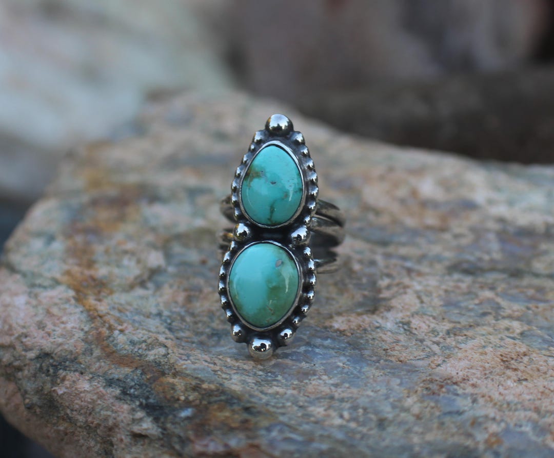 Turquoise Pinky Ring, Small Size Ring With Turquoise, Matching Pair ...