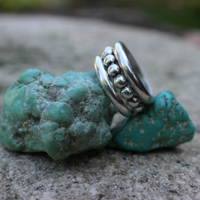 Betty Kingman Sterling Stacker Rings - Set of 4 Sterling Rings - Size 7