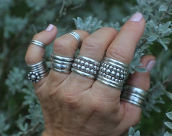 STACKING RINGS, Two Sets of Sterling Silver Stacking Rings, Everyday Silver Rings, Stack of Rings for Her, Gift for Girl, Total of 11 Rings