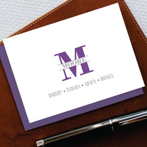 Cancelleria personalizzata Cancelleria per nome di famiglia Set di biglietti per appunti con monogramma, Set di cancelleria personalizzata per famiglia Regalo personalizzato Inaugurazione della casa FNC012